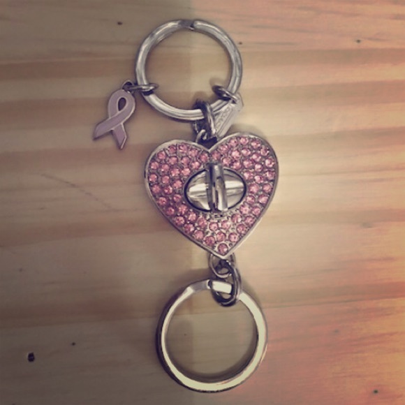 Coach Turnlock pink heart keychain - NWT